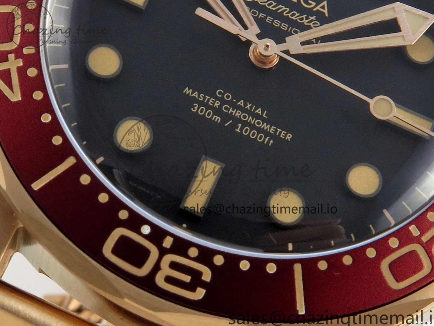 0322 Stylish Seamaster 300M Diver Rose Gold VSF 1:1 Best Edition Black Dial on Mesh Bracelet A 7662